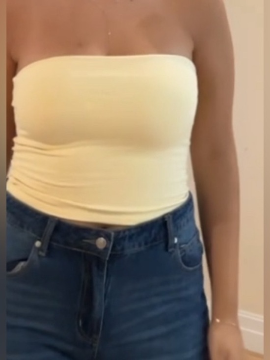 Brandy Melville Tops - Brandy Melville Pale Yellow Strapless Tube Top